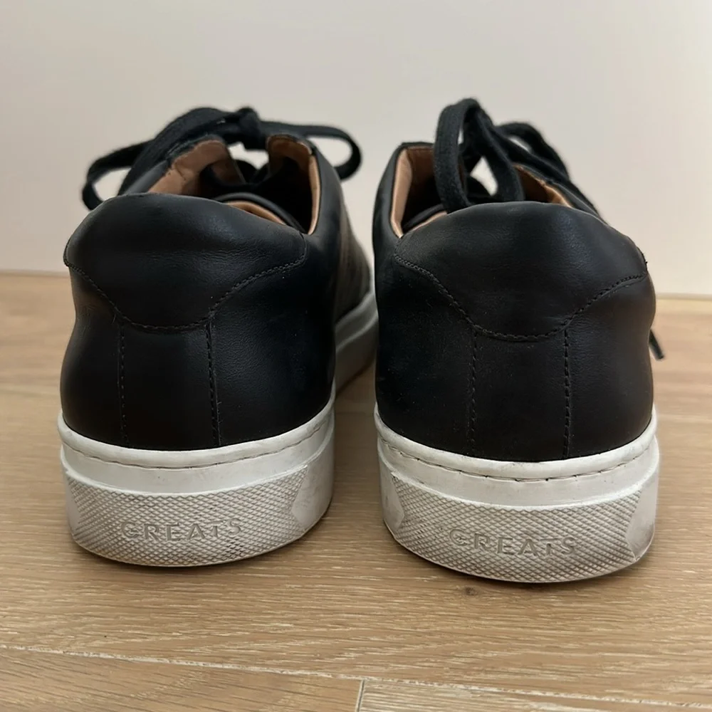 GREATS Men’s Royal Sneaker Black White Italian Leather Casual Shoes Size 11